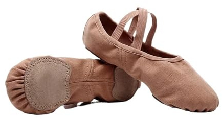 QAUUCP Chaussures de Ballet Professionnelles à Bandes élastiques for Femmes, Pantoufles de Ballet en Maille et Toile Extensible, Chaussures à Pointe de Danse, Ballerines Chaussure De Ballet(Brown,40)