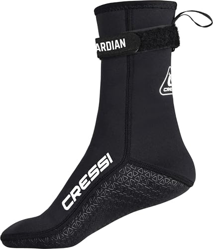 Cressi Guardian High Neoprene Socks 2mm XL - Calzari Alti in Neoprene 2mm con Cinturino Strap, Ideali per Tutti gli Appassionati di Sport Acquatici, Nero, XL, Unisex