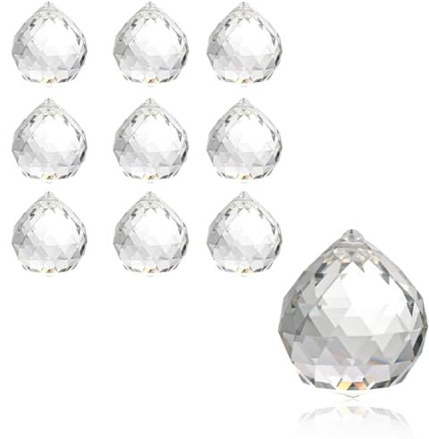 SGERUFZ Lot de 10 Boules de Prisme en Cristal,Attrape Soleil Cristal Suspendu Lustre Cristal Boule en Verre Décoratifs D'extérieur,Pendentif Cristaux Suspendre pour Fenêtre,Noël