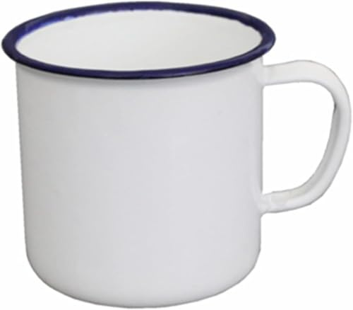 Yjemle White Enamel Coffee Tea Mug, Enamel Drinking Mugs Cups for Home/Office/Travel/Camping, Resusable Portable Camping Mugs Coffee Mug for Indoor Outdoor Dining Activities