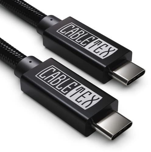 CABLETEX USB C Kabel zu Typ-C 3.2 Gen 2 100W Power Delivery für Thunderbolt 3 Monitorkabel Bildschirme/Displays, Ladekabel, 10GBit/s, 1m, Video- und Audioübertragung - Schwarz