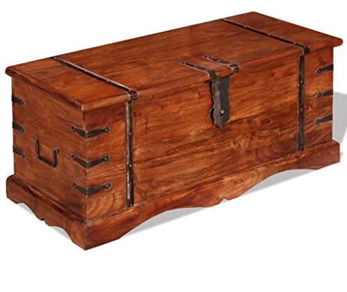 Festnight Aufbewahrungstruhe Massivholz | Holztruhe Truhenbank Tischtruhe Truhe mit Stauraum, 90 x 40 x 40 cm Braun