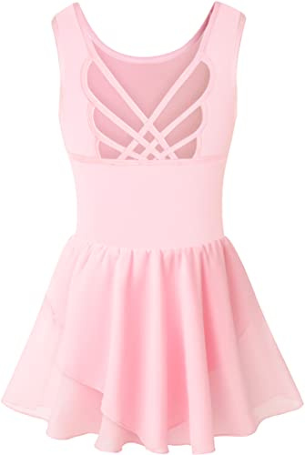 Tegmk Girls Tank Ballet Leotards with Skirt Toddler Dance Dress,Cute Butterfly Hollow Back(7013-08-M)