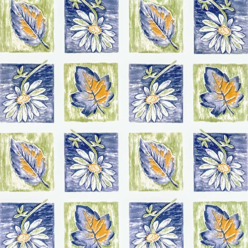 JZ·HOME 8083 Floral Leaf Wallpaper Peel and Stick 17.7 x 9.8ft Mosaic Lattice Daisy Flower Contact Paper Self Adhesive Drawer Shelf Liner Tile Stickers Furniture Vinyl Decorative Film