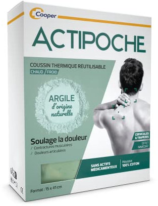 ACTIPOCHE - Cojín térmico - Termoterapia - Contracturas musculares y dolor articular - Cervical y trapecio - Arcilla - 1 unidad
