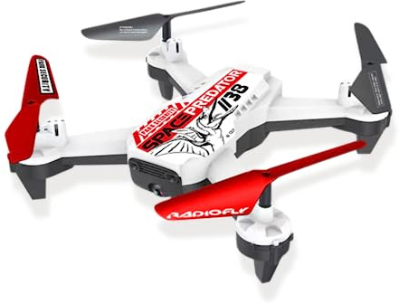 ODS - RADIOFLY, Space Predator // 38, Drone per Bambini con Telecamera e Giroscopio, 3 Velocità, Diagonale 38 cm, Ruota a 360 °, Quadricottero con App e Supporto Smartphone, +8 Anni