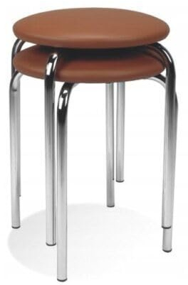 All4All 2 Stück Esszimmerhocker Küchenhocker Mercury Chromfüße Kunstleder Hocker Stühl (AL5 Nuss)