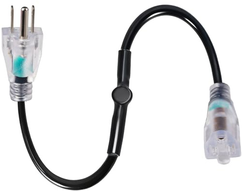 Thermostat Controlled Extension Cord,32°F(0 Degree) Auto On/50°F(10 Degree) Thermostat Controlled Outlet for Heat Cable Controller,Compatible with Any Outdoor Thermostat Plug Outlet