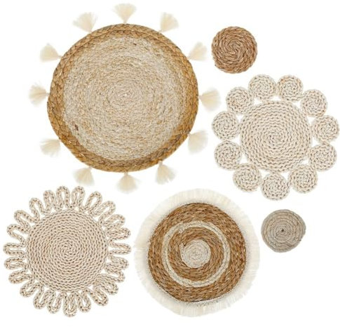 XIAOJUN 6 Pezzi Cesti Piatti in Rattan Tessuto Decorazione Della Parete Decorazioni Comodino Divano