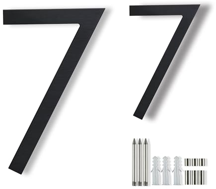 Números de casa para exteriores modernos de 20 cm, números de casa de metal para exteriores, números de casa grandes números negros para dirección de casa al aire libre, color negro mate, flotante,