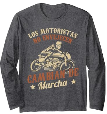Motero Los Motoristas No Envejecen Manga Larga, Unisex para Adultos, Jaspeado Oscuro, L