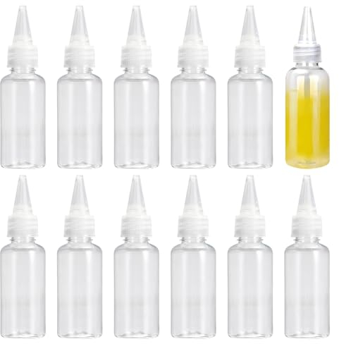 SRTSTR 12 Stück Kunststoff Quetschflasche 20ml Squeeze Flasche Leere Klein Plastikflaschen Transparente Kein Leck Quetschflaschen mit Kappen für Flüssigkeiten, öl, Sauce, Farbe, Lotion
