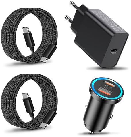 45W Chargeur USB C + 63W Allume Cigare Chargeur Voiture et Cable pour Samsung Galaxy S25/S24 Plus/S24 Ultra/S22 S23 FE,A55 A25 A35 A56 A54 A53 A15 A36 5G,Z Fold 4 5 iPhone 16 15 Pro Max Type C Prise