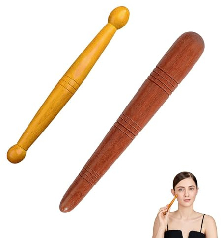 2 Pièces Massage Bâton en Bois, Outil Thaïlandais de Santé de Réflexologie en Bois, Outil de Point D'acupuncture, Stylo d'Acupression pour Visage, Cou, Corps Gua Sha