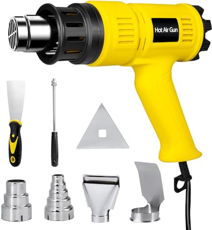 Carehabi Pistola de Calor 2000W,Pistola Aire Caliente 50℃- 600℃ Control de Temperatura,Decapador Térmico Protección,con Protección de Sobrecarga y Ideal para Manualidades