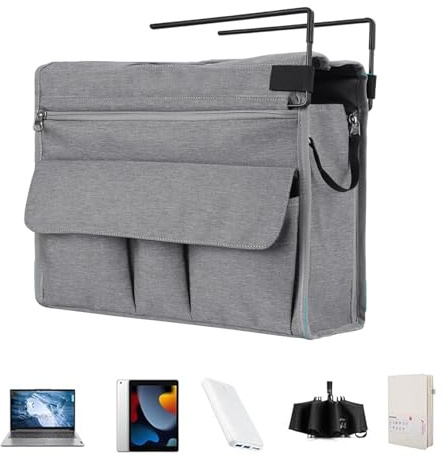 Organizer laterale da scrivania – grigio portadocumenti da tavolo, organizer da parete, multi-tasca, cestino per cancelleria, casa, scuola