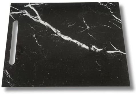 TAGLIERE DA CUCINA MARMO LOOK ANTIGRAFFIO IN GRES - DA PORTATA, IDEALE PER AFFETTARE PANE, SALUMI E FORMAGGI - PER SERVIRE E DECORARE LA TAVOLA - MADE IN ITALY (Nero Morquinia Lux)