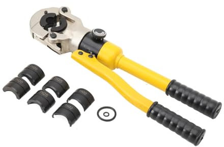 Alicates de prensado de tubos hidráulicos de 6 toneladas con pinzas de prensado de contorno TH, herramienta de prensado de tubos hidráulica con cabezal giratorio de 360°, con TH16, TH20, TH25 y TH32