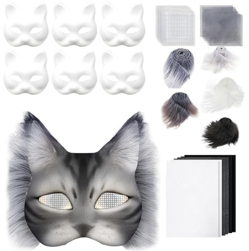 Generiskt furry ansiktsskydd, djurkostym, 18 x 16 cm mjuk ventilerande design, rolig konst, hantverkstillbehör för pojkar, flickor, vuxna, familjeteater, fester, fotografering, cosplay