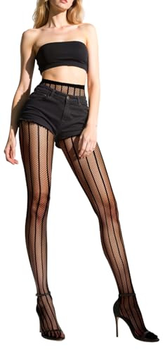 ITERDIN Black Fishnet Tights High Waist Black Fishnets Stockings for Women