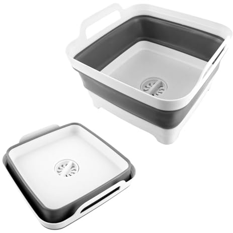 STARVAST 2 ciotole pieghevoli, da campeggio, pieghevoli, da campeggio, con manico per lavabo, con tappo per sgocciolatoio, vasca rettangolare