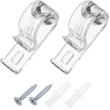 QUARKZMAN 2 Piezas Soporte Cadena Y Cordón para Persianas 50x15mm Gancho Fijación P para Cortinas Dispositivo Tensión con Cuentas Y Tornillos Estores Romanos Transparente
