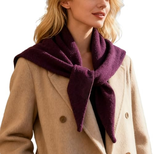 Wool Triangle Scarf, Cashmere Black Neck Scarf Women's Shawl Wrap Neck Warmer Versatile Warm Scarves for Autumn & Winter