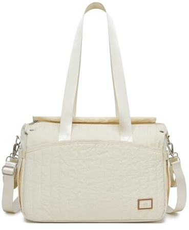 Miss Lulu Borsa Fasciatoio Neonato per Passeggino, Impermeabile Multifunzionale con Ganci per Passeggino, Borsa Cambio Mamma, Adatta per Parto/Ospedale/Viaggi/Shopping, Grande Capacità (Beige)