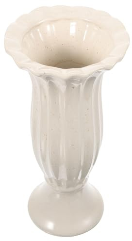 INOOMP Jarrón de Cerámica Beige para Cementerio Soporte Estable para Flores Secas y Arreglos Funerarios en Tumbas y Lápidas