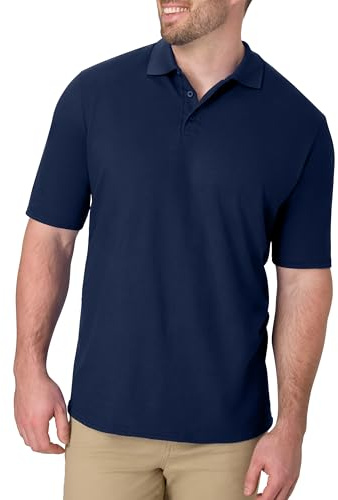 Hanes Men's Short Sleeve X-Temp W/ FreshIQ Polo, Navy, Large