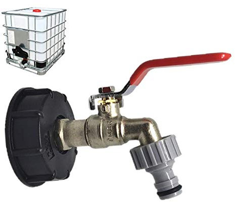 KeYou IBC Kugelauslaufhahn,IBC Auslaufhahn,IBC Tote Tank Lebensmittelqualität Drain Adapter 1/2 Gartenschlauch Wasserhahn Wassertank Schlauchanschluss Ersatz