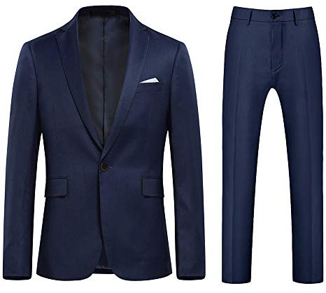 Allthemen Herren Anzug 2 Teilig Slim Fit Herrenanzug Business Hochzeit Anzüge Modern Sakko Hose Dunkelblau M