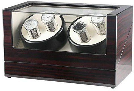 Fetcoi Caja giratoria de madera para reloj de 4 + 0