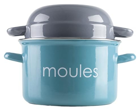 IBILI, Pentola per cozze Colore Turchese, 18 cm, Acciaio smaltato, Adatta per Piani a induzione.