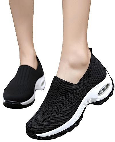 NGUMMS Zapatos sin Cordones para Mujer | Zapatillas Casuales Transpirables y Deportivas con Soporte, Anchas para Caminar
