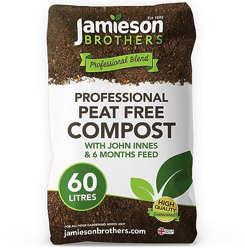 Jamieson Brothers Peat Free Professional All Purpose Compost with added John Innes 60L - Specially formulated mix which comes with 6 months feeding as standard