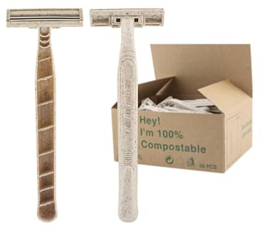 Eco-Friendly Razor | Disposable | Recycled Material | Men & Women Shaving Razor | Twin Blade | Biodegradable Wheat Straw, 100 Count (Pack of 1)