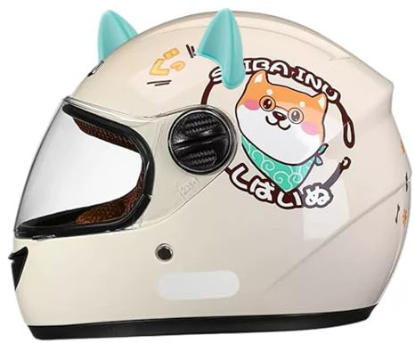 GNIUBBDB Integralhelm für Kinder, Motorradhelm, ECE-geprüft, Rollerhelm mit Sonnenblende und abnehmbarem Schal, Rollerhelm für Jungen und Mädchen von 3 bis 12 Jahren C-5,48-55CM