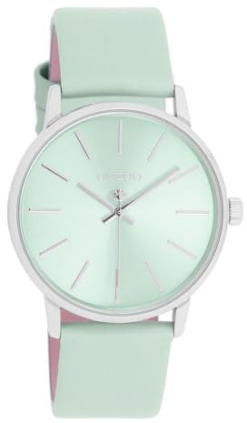 Oozoo - Timepieces Damen Uhr in Light Blue/Silver | Armbanduhr Damen mit Lederarmband | Moderne Uhr für Frauen | Edle Analog Damenuhr in rund C11369 (36mm Gehäuse)