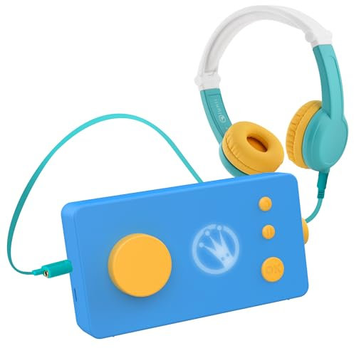 Lunii- Pack de Voyage Ma Fabrique Bleue Boîte Casque Octave Enfant-Livre Audio de 24 Histoires interactives Inclus-Nouveau Modèle, 3760361142210, Bleu