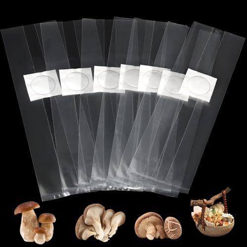 SWAWIS 50 Stück Pilzzucht Beutel 32 x 50 cm Pilzzucht Pflanzsack mit Filter Pilze Züchten Beutel Mushroom Grow Bag Pilze Züchten Set, Reißfest und Stark, Grow Zubehör für Pilze, Enoki Pilze, Körner