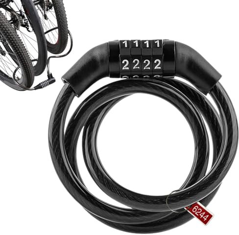 Fahrrad-Kabelschloss – 4-stelliges Sicherheitsschloss, tragbares Hochleistungsschloss, Diebstahlschutz für Outdoor-Ausrüstung, Roller, Schwarz