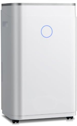 HOMFME Electric Dehumidifier, Portable Mobile Dehumidifiers with Digital Humidity Display, LED Control Panel, Sleep Mode, 24H Timer, Auto-Off, Mini Air Dehumidifier for Bedroom Garage RV (20L/Day)