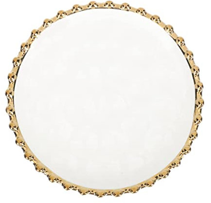 Gatuida Piatto Da Colazione in Ceramica Rotondo Bordo Dorato, Piatto Da Dessert e Antipasti Per Uso Domestico, Dimensioni Adatte Per Snack e Pasti Leggeri