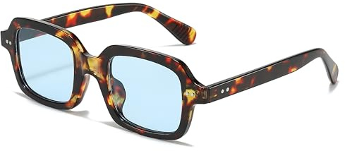 LJCZKA Occhiali da Sole Quadrati Retrò per Donna Uomo,Occhiali da Sole Rettangolari Vintage Moda Anni 90 con Protezione UV400