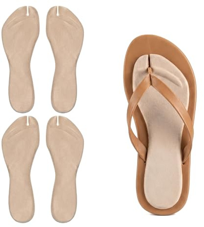 Lot de 2 paires de semelles intérieures en gel pour soutien de la voûte plantaire, tongs - Soutien de la voûte plantaire - Coussin anti-douleur (beige, taille S/M)