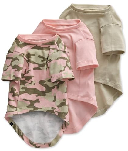 Pet Passion Toby II Dog T-Shirt, 3 Pack, Pink Camo, Small