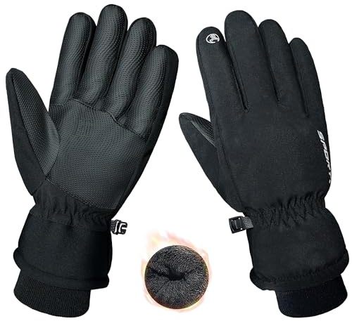 ehsbuy Guantes Invierno Hombres Impermeables Pantalla Táctil Térmica Guantes de Esquí Antideslizantes Cálidos para Ciclismo Caminar Senderismo Deportes Al Aire Libre