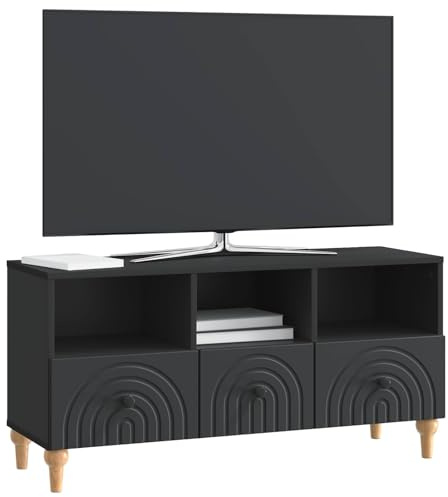vidaXL Mueble de TV Negro 102x34,5x50 cm Madera de ingeniería, Mueble de TV Rectangular Vintage, Duradero, gabinete de Sala de Estar con cajones, Almacenamiento Moderno para Medios