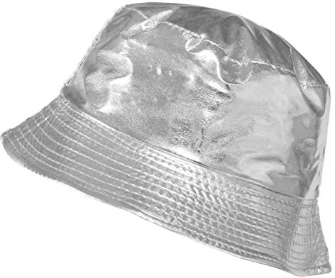 TOUTACOO, Chapeau de Pluie, Bob de Pluie Vinyle Imperméable (14-Uni Argenté)